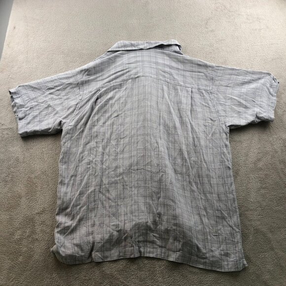 Lord & Taylor Men's Shirt Large Pure 100% Silk Short Sleeve Casual Classic Gray - Picture 6 of 6